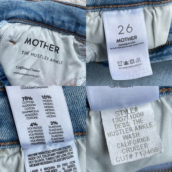 Mother the hustler ankle jeans light‎ California cruiser vintage wash high rise - Picture 3 of 16